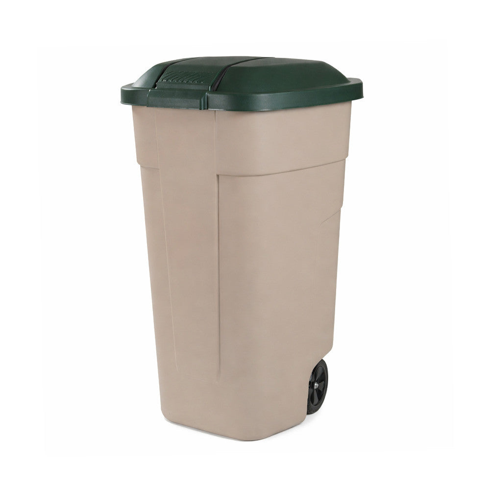 Műanyag kültéri szemetes 110l beige-zöld Fő kép