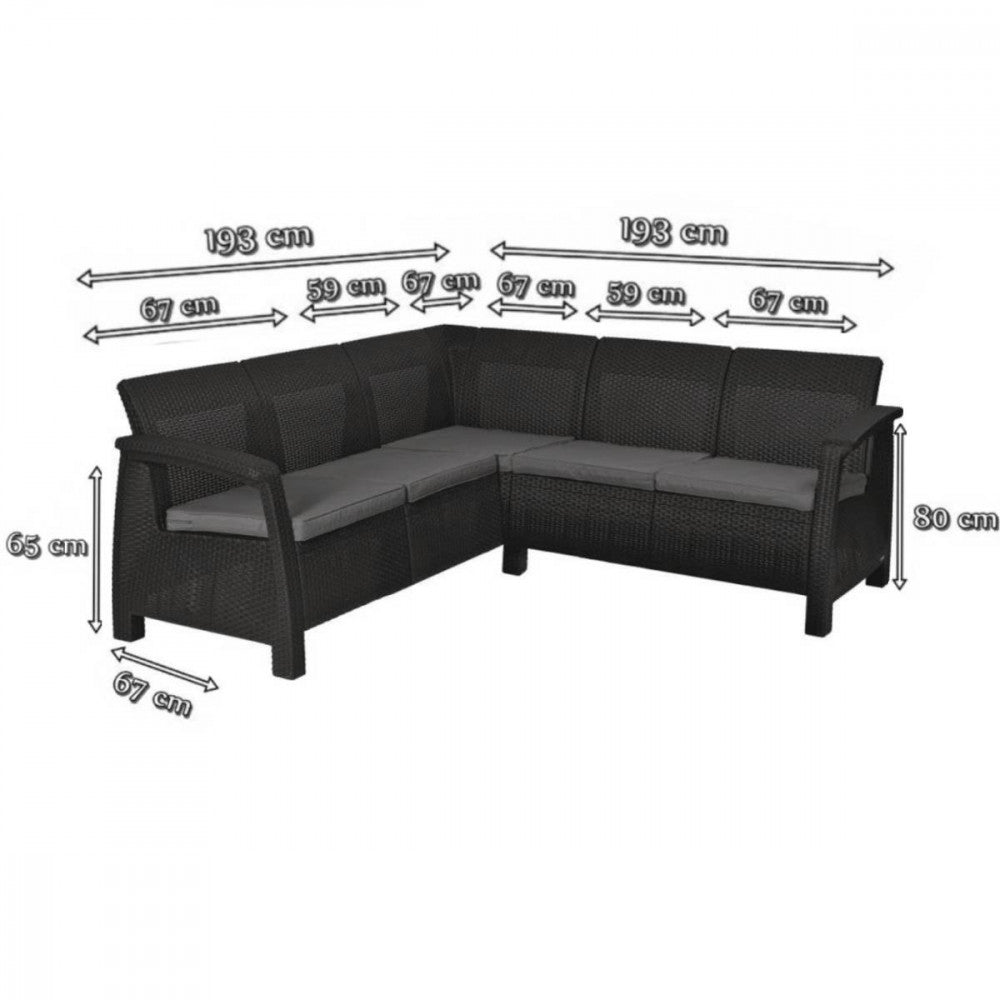 Set de colț de grădină Corfu relax din ratan artificial Imagine secundară a produsului