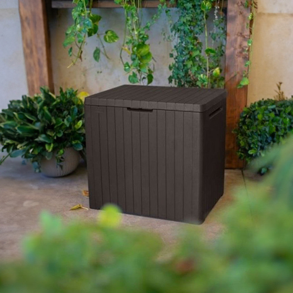 Cutie de depozitare pentru grădină din plastic City, 113L, maro Imagine secundară a produsului