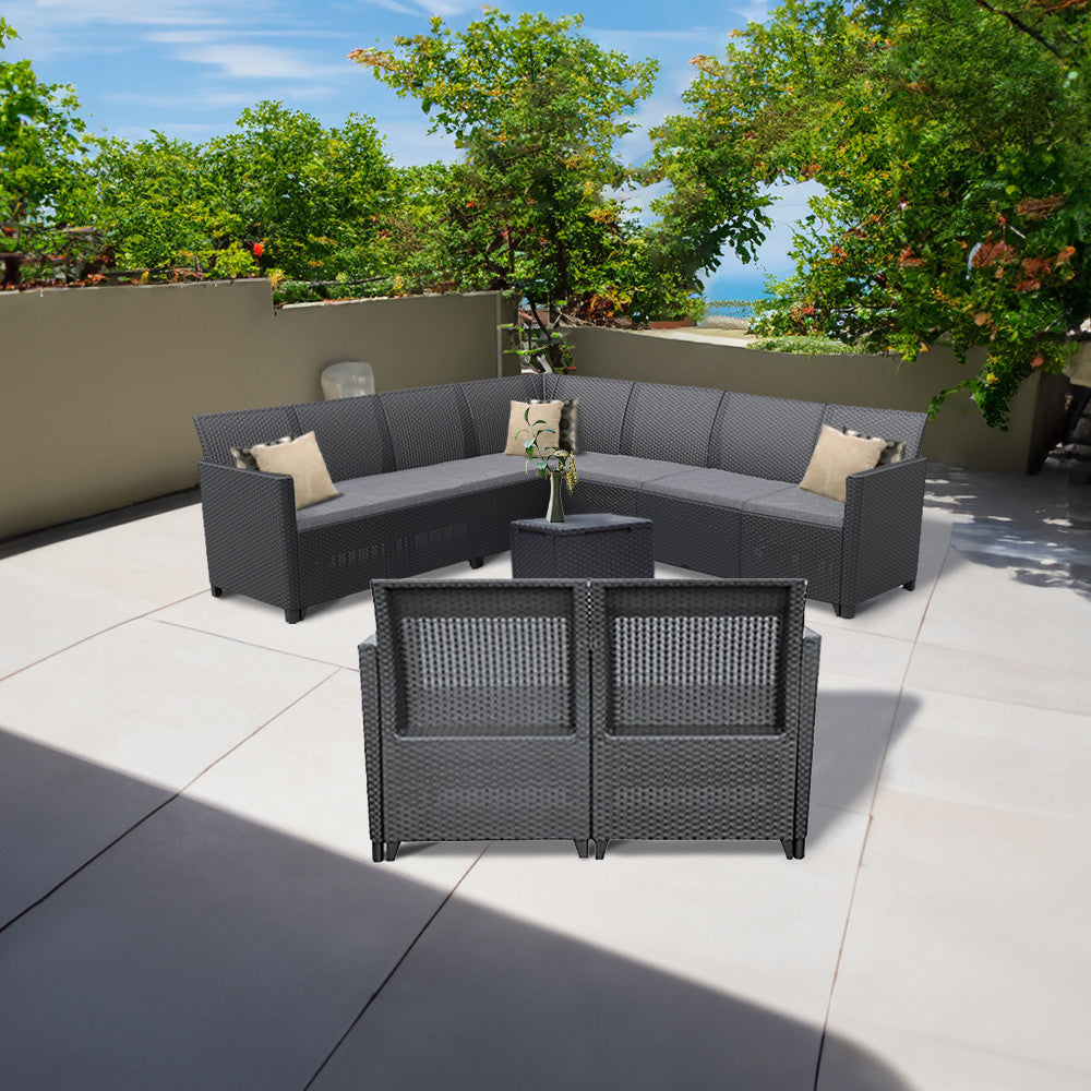 Set de mobilier de grădină Claire V cu 9 locuri și masă de depozitare Vigo Imagine secundară a produsului