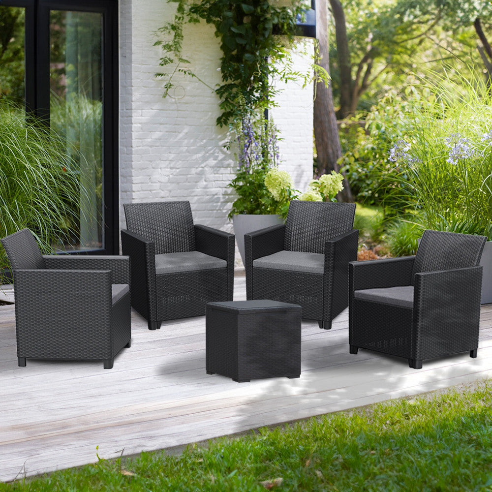 Set de mobilier de grădină Claire V cu 4 locuri și masă de depozitare Vigo Imagine secundară a produsului