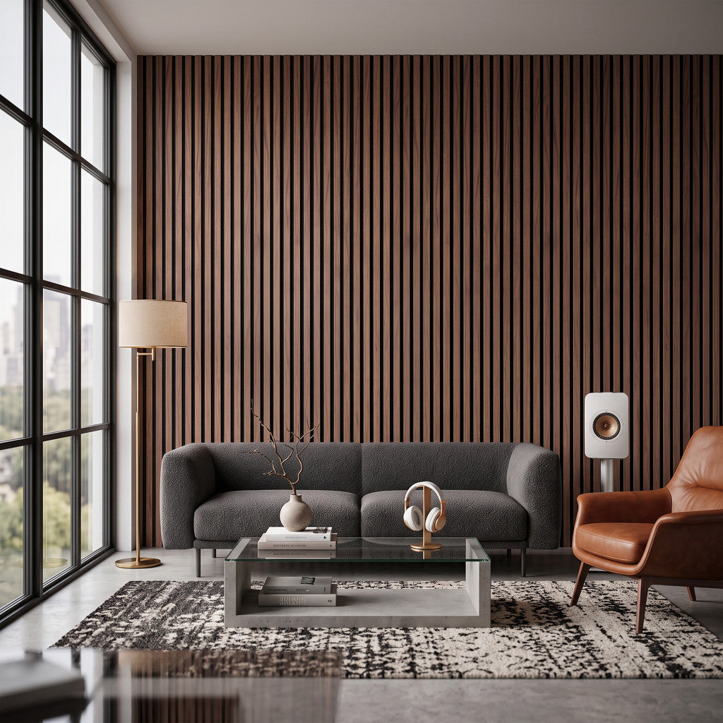 Akusztikus falpanel dió hatású 260x60x1,8 cm Másodlagos kép