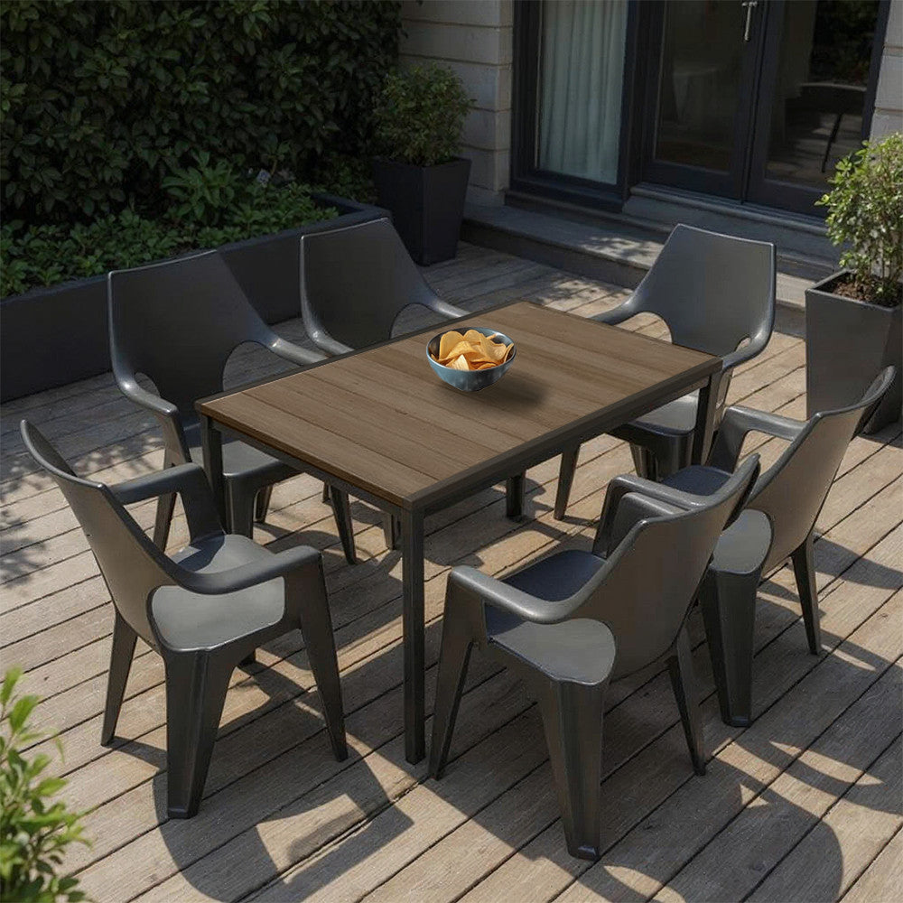 Set de mobilier de grădină Parker 6+1, culoare frasin-grafit Imagine secundară a produsului