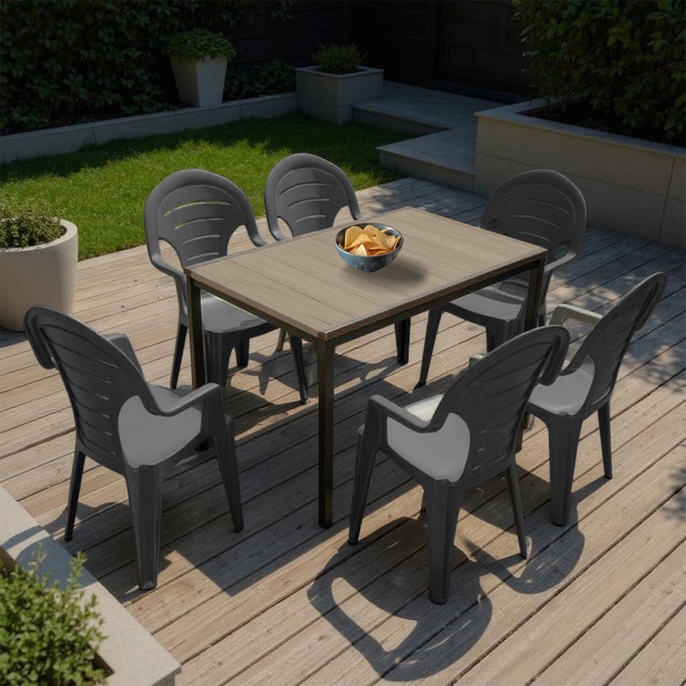 Set de mobilier de grădină Lagos 6+1, culoare frasin-grafit Imagine secundară a produsului