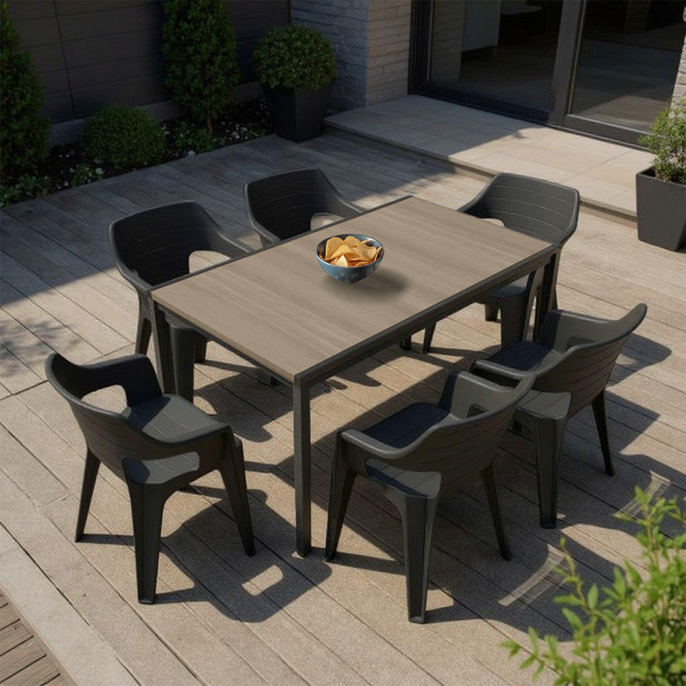 Set de mobilier de grădină Ravello 6+1, frasin negru Imagine secundară a produsului
