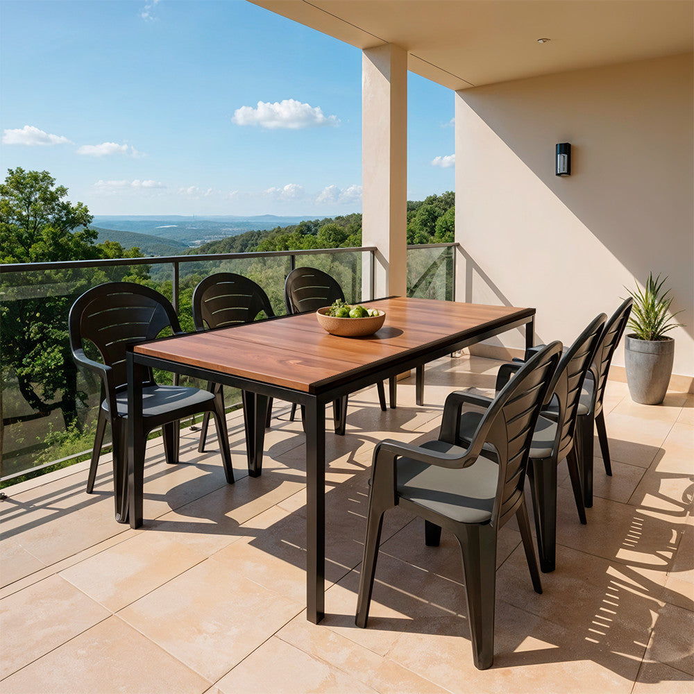 Set de mobilier de grădină Lagos Large 6+1, culoare nuc-grafit Imagine secundară a produsului