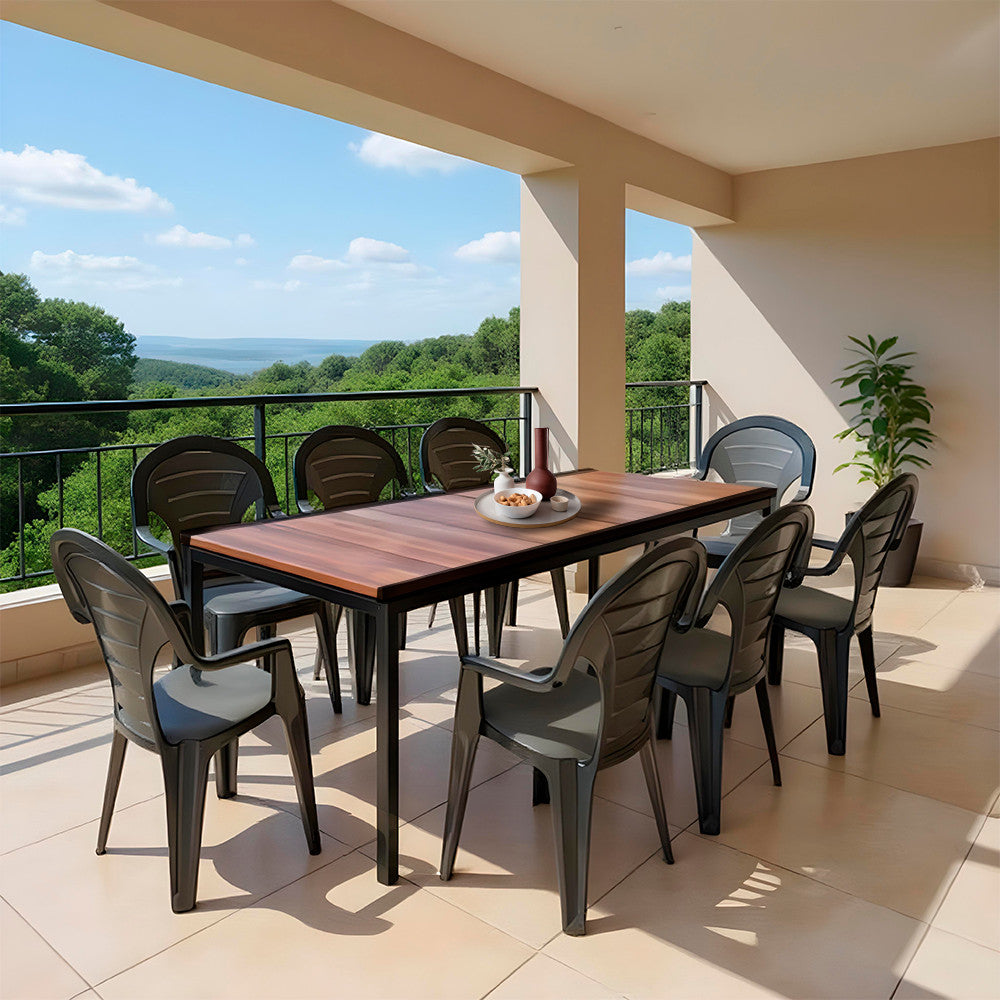Set de mobilier de grădină Lagos Large 8+1, culoare nuc-grafit Imagine secundară a produsului