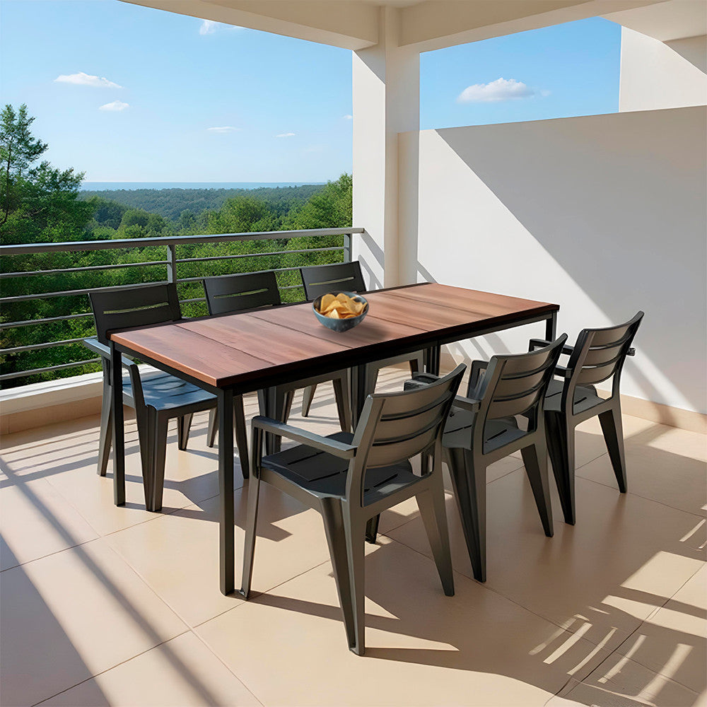 Amari Large 6+1 set de mobilier de grădină nuc-grafit Imagine secundară a produsului