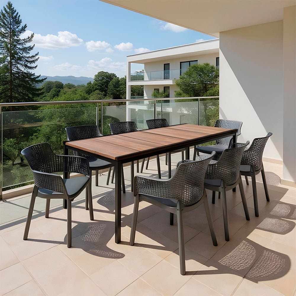 Set de mobilier de grădină Romen Large 8+1, culoare nuc-grafit Imagine secundară a produsului
