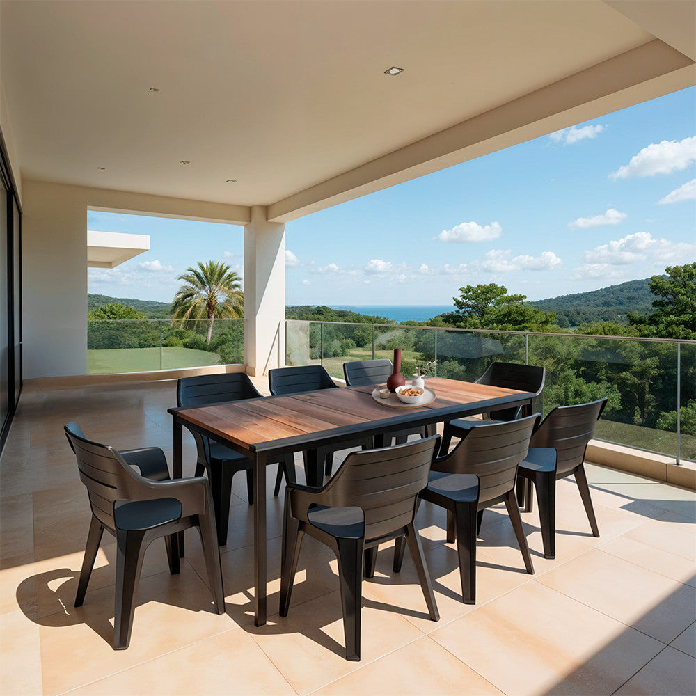 Set de mobilier de grădină Ravello Large 8+1, culoare nuc-negru Imagine secundară a produsului
