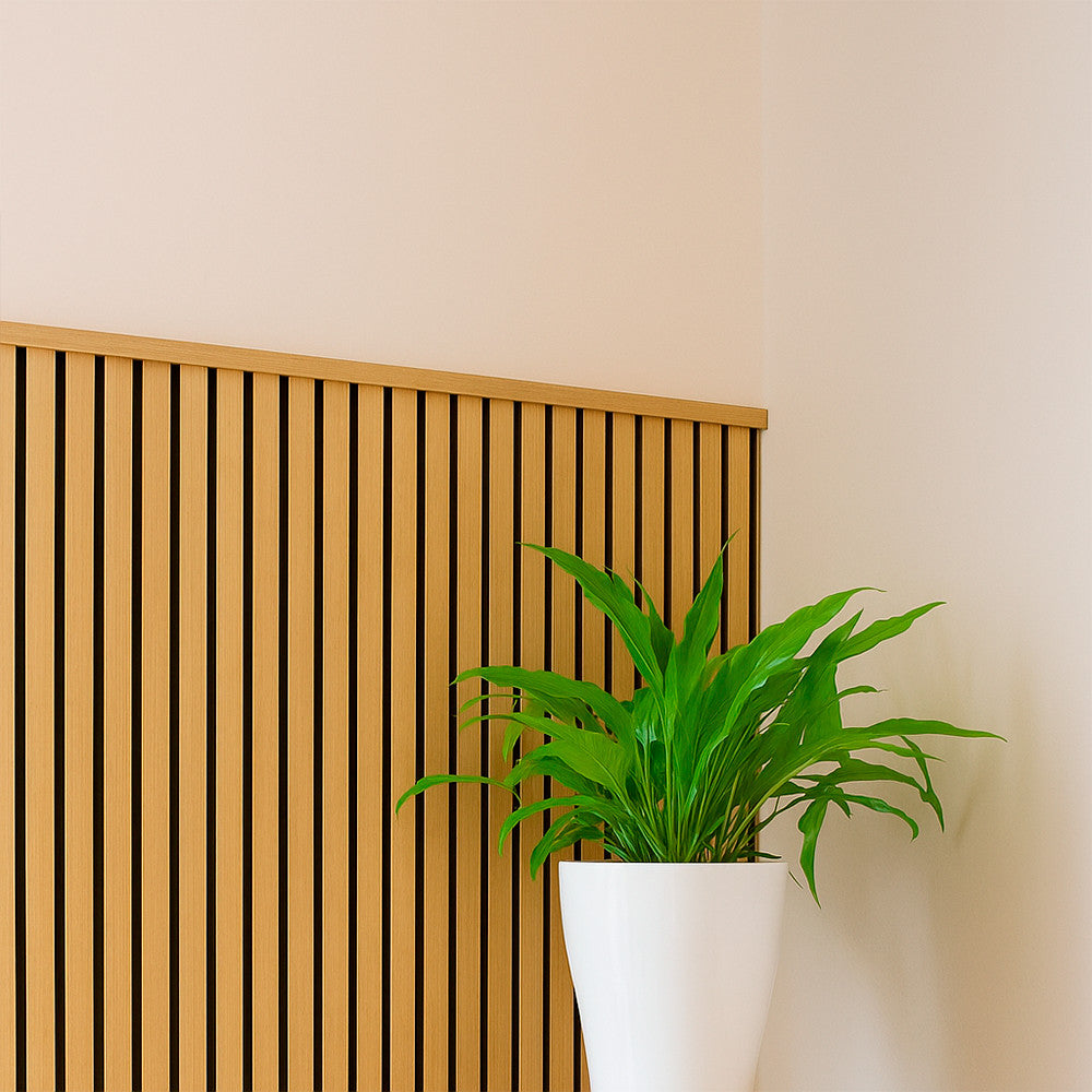 Akusztikus falpanel végzáróléc beépítve falburkolat szélén - Homelux, 262518-Bamboo Másodlagos kép