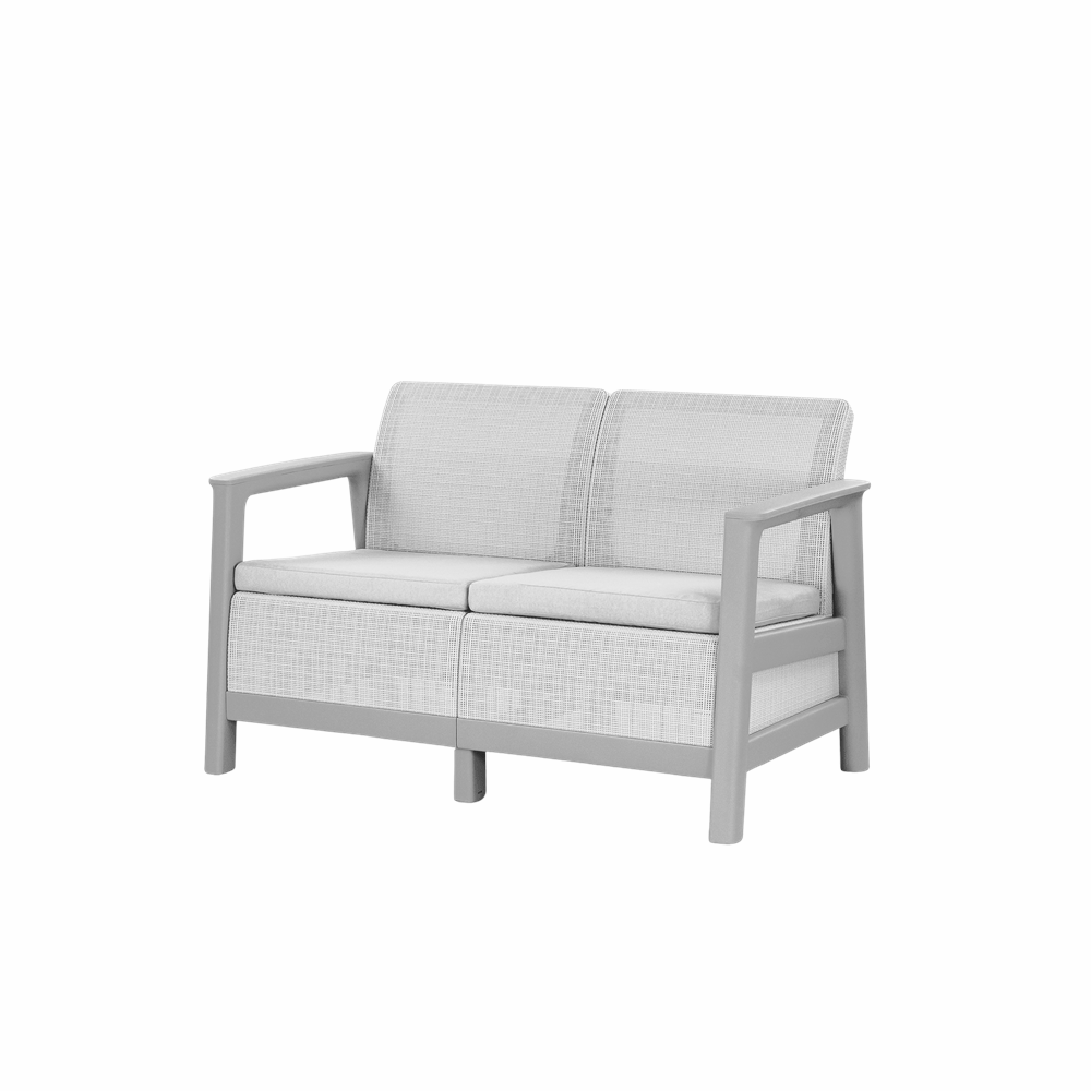 Set de mobilier de grădină Scandi Box, linia Duo, cu masă cu spațiu de depozitare din iută