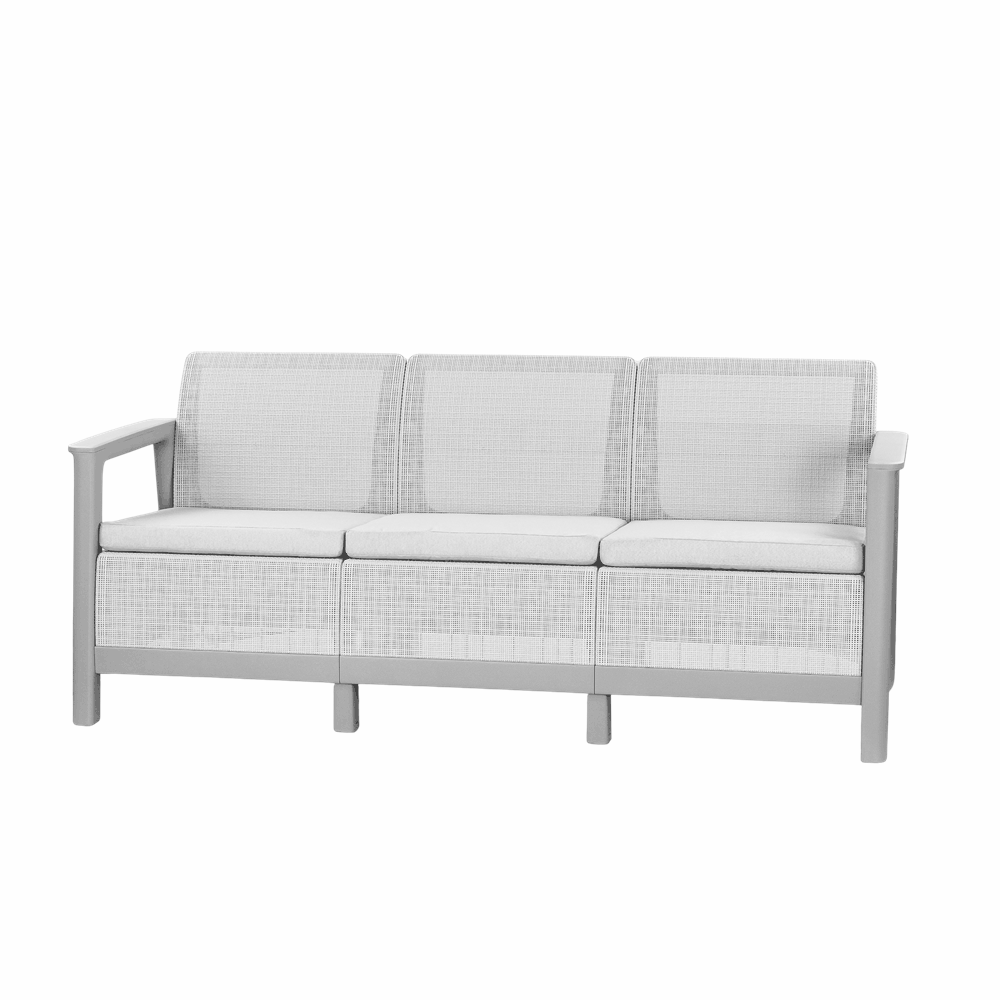 Set de mobilier de grădină Scandi Love max linea duo cu masă cu spațiu de depozitare din iută