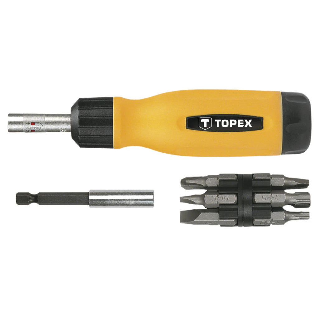 CSAVARHuZÓ RACSNIS + 13 BIT, CRV, 1/4", TOPEX Fő kép