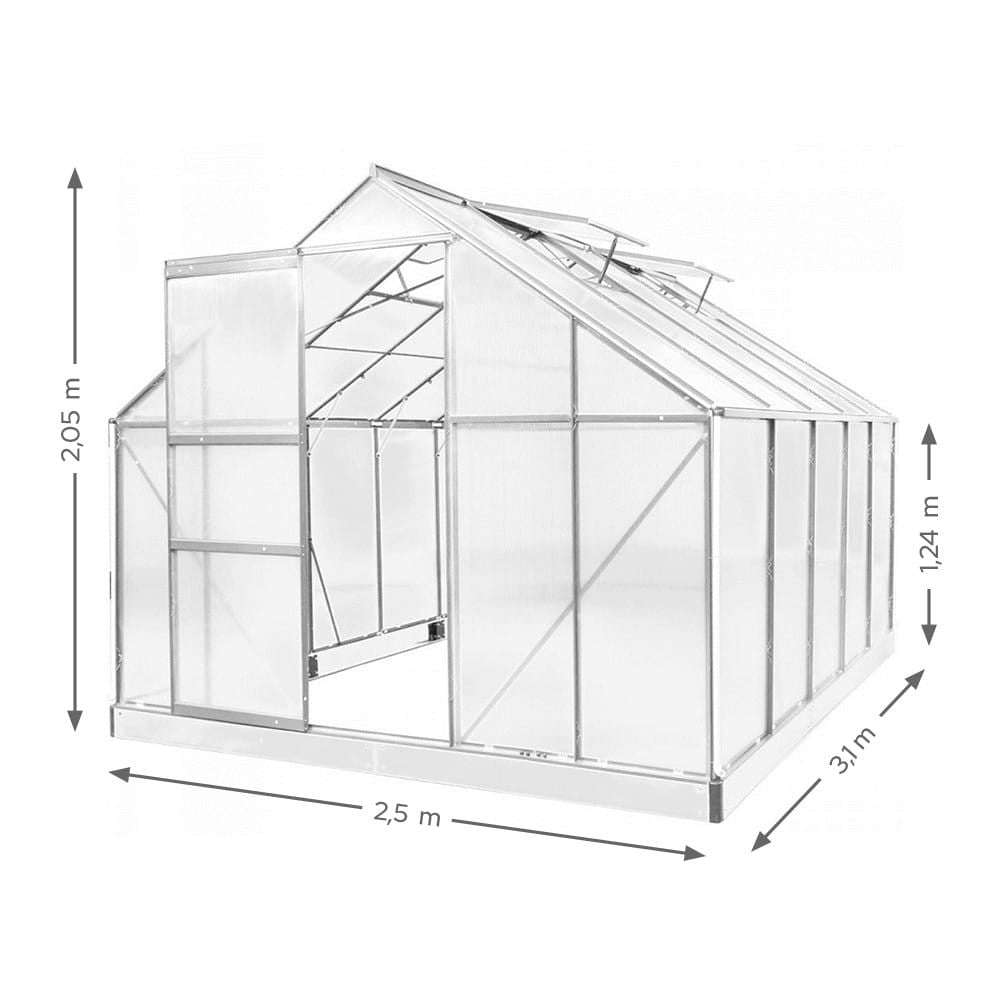 Seră din policarbonat 250 x 310 x 124/205 cm Imagine secundară a produsului