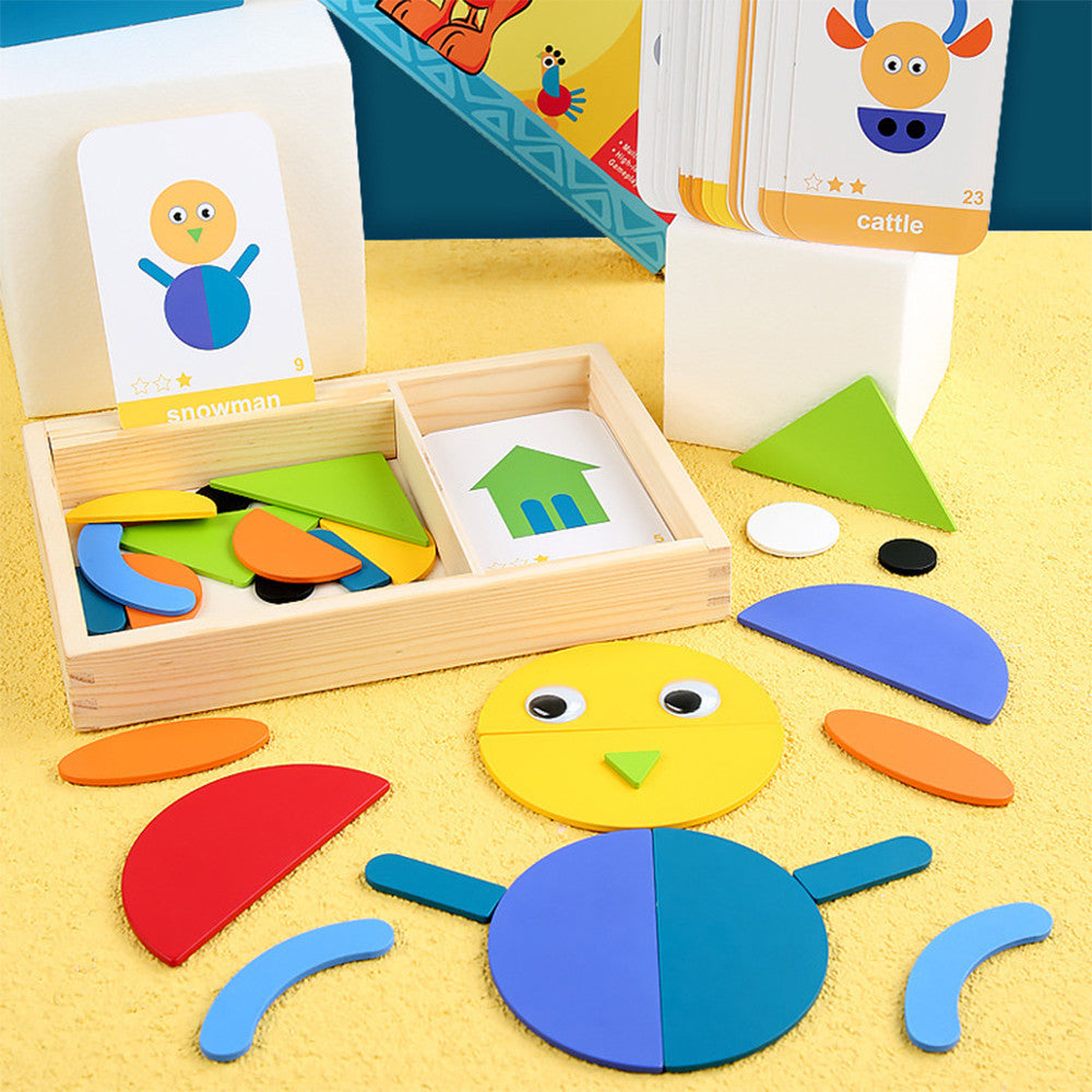 Joc educativ magnetic de tip tangram cu cărți în limba engleză, nivel avansat Imagine secundară a produsului