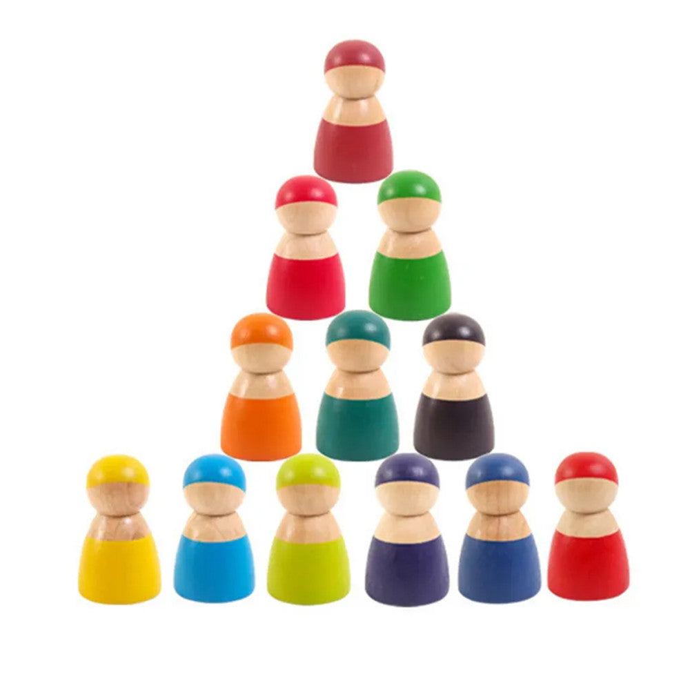 12 barát színes Montessori fafigura