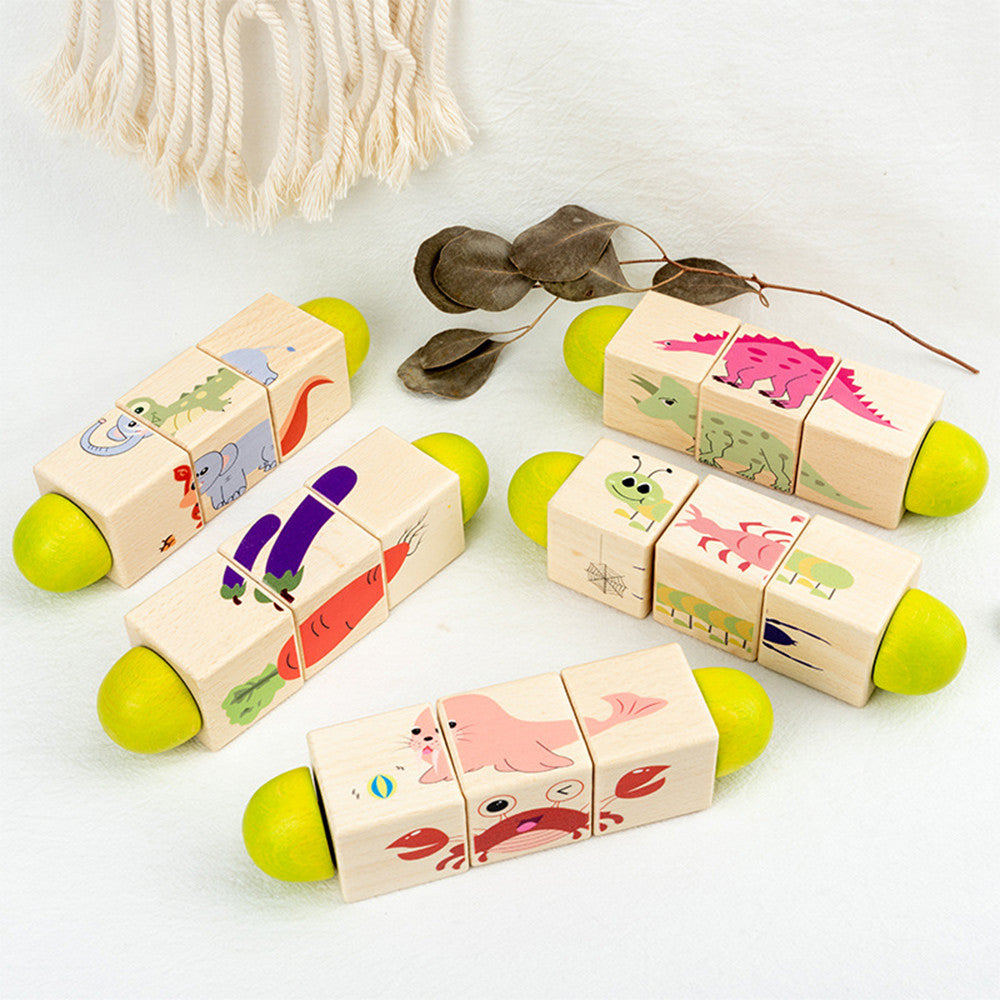 Állatos mini kirakós hengerek Montessori fajáték