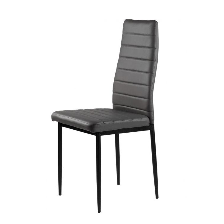 Set de 4 scaune cu spătar înalt din piele gri Imagine secundară a produsului