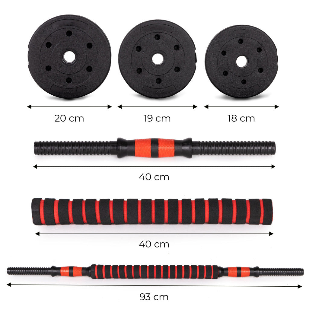 Állítható súlyzók 2x10 kg-os súlyzószett 20 kg-os rúd