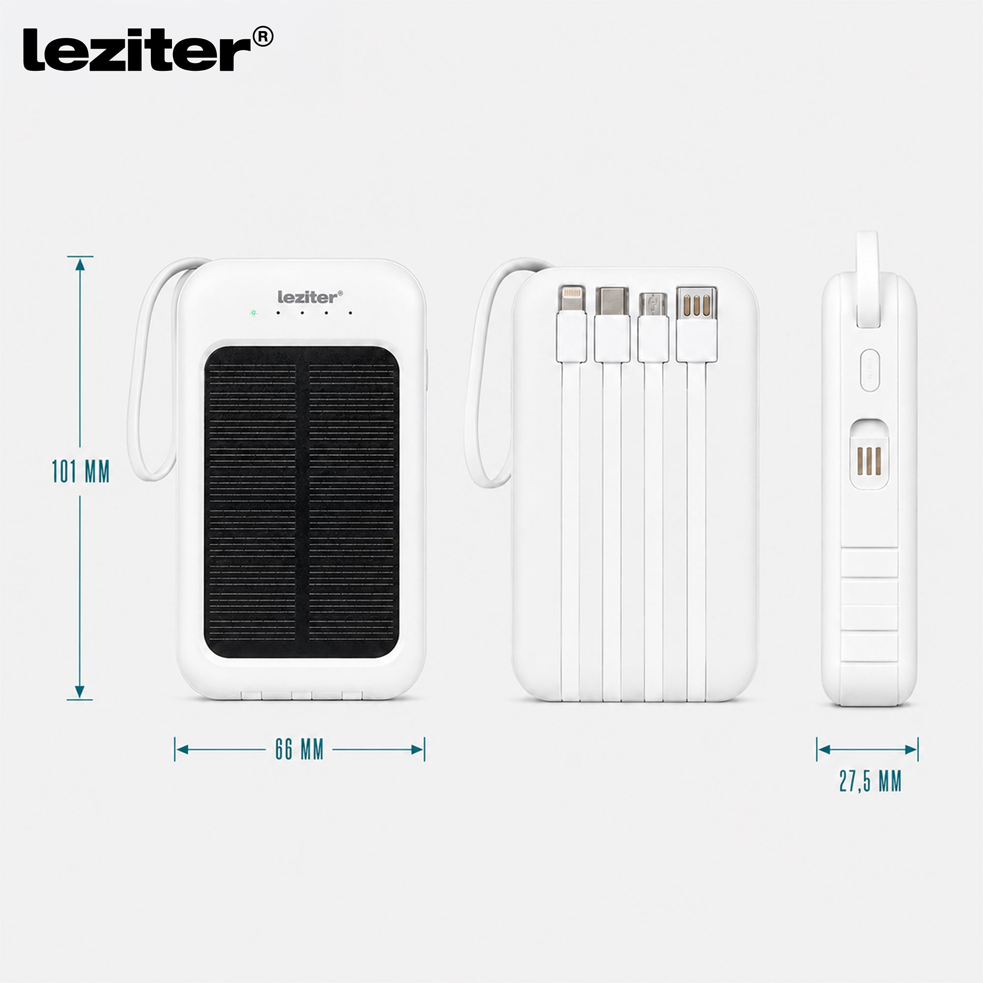 Powerbank napelemmel 4 töltőkábellel 6000mAH