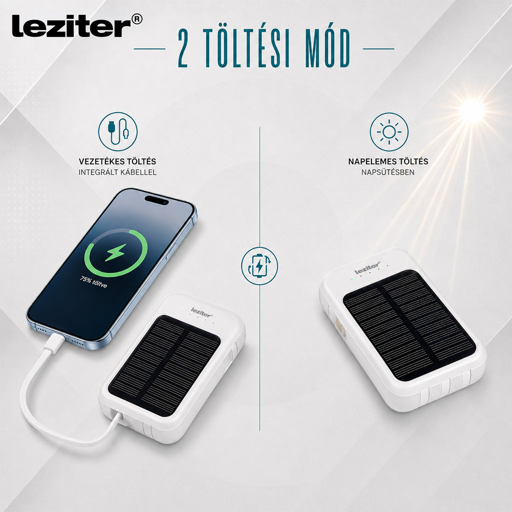 Powerbank napelemmel 4 töltőkábellel 6000mAH