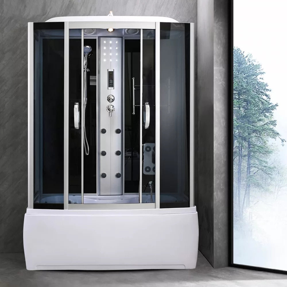 Emilia 85x150 cm hidromasszázs kádkabin elektronikával Black Másodlagos kép