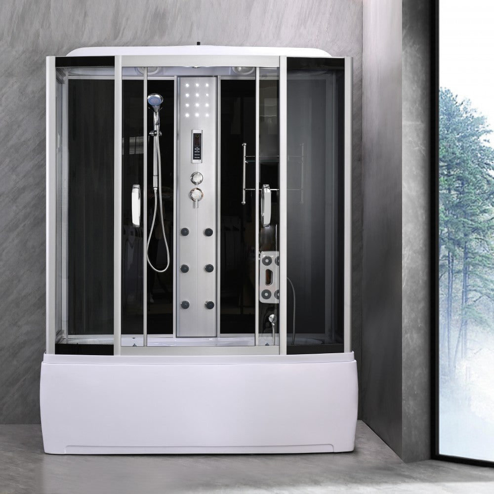 Emilia 85x170 cm hidromasszázs kádkabin elektronikával Black Másodlagos kép