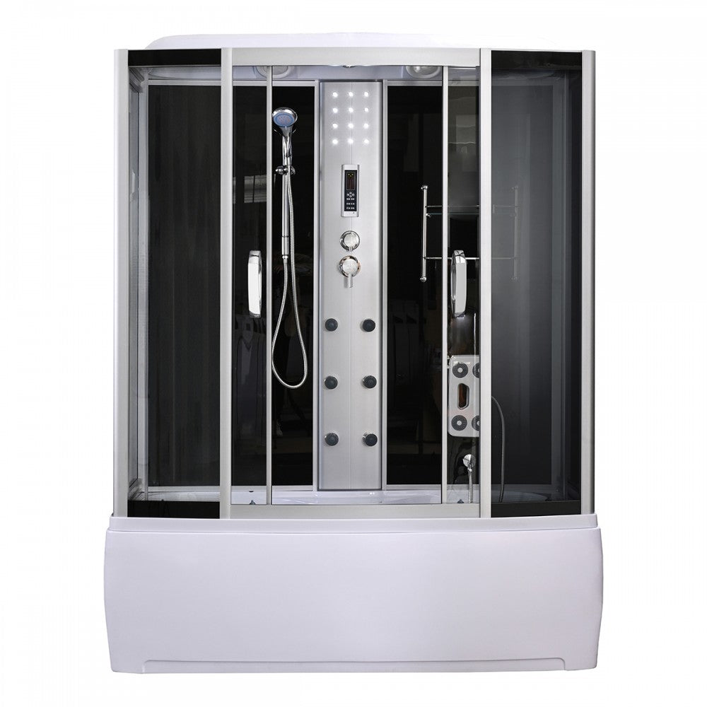 Emilia 85x170 cm hidromasszázs kádkabin elektronikával Black Fő kép