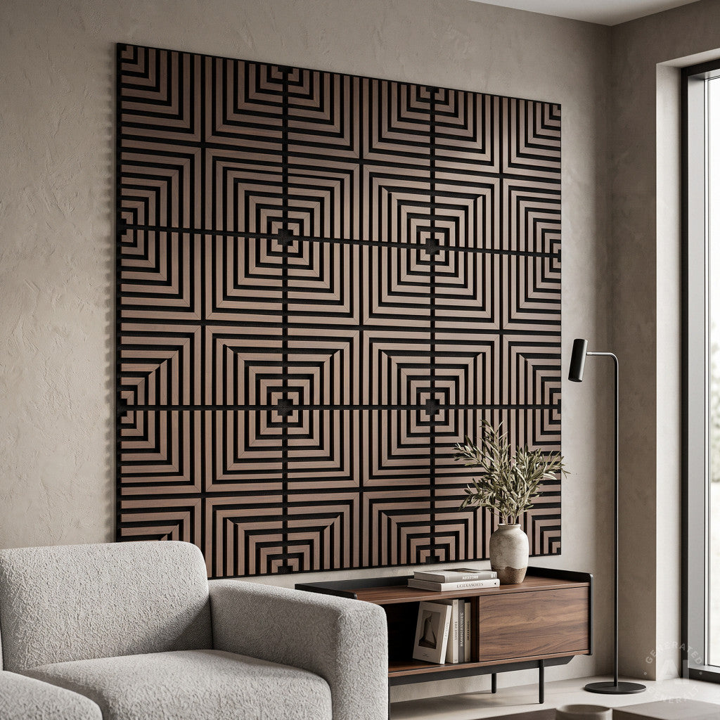 Akusztikus falpanel Deco V dió hatású 60x60x1,8 cm Másodlagos kép
