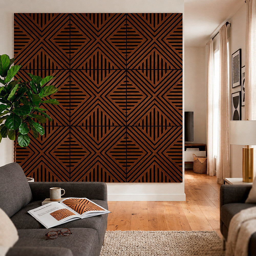 Akusztikus falpanel Deco VII dió hatású 60x60x1,8 cm Másodlagos kép