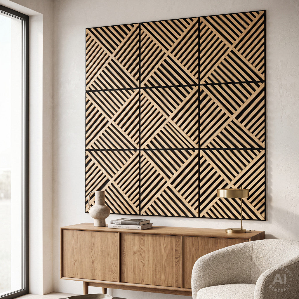 Akusztikus falpanel Deco VIII bambusz hatású 60x60x1,8 cm Másodlagos kép