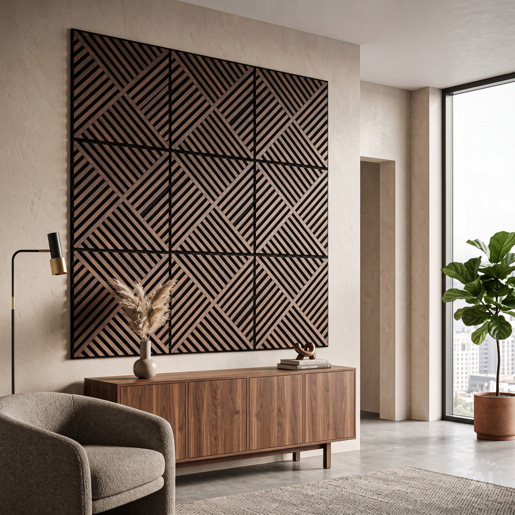 Akusztikus falpanel Deco VIII dió hatású 60x60x1,8 cm Másodlagos kép