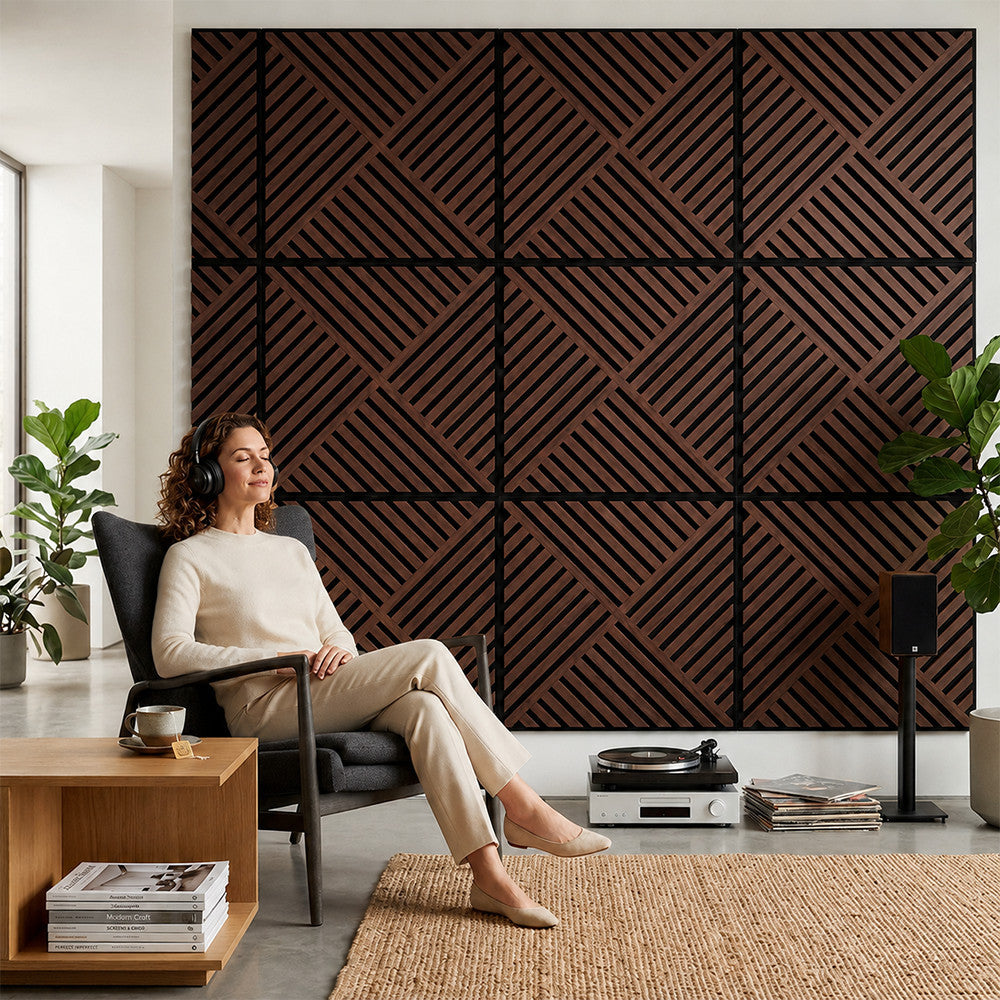 Akusztikus falpanel Deco VIII dió hatású 60x60x1,8 cm Másodlagos kép