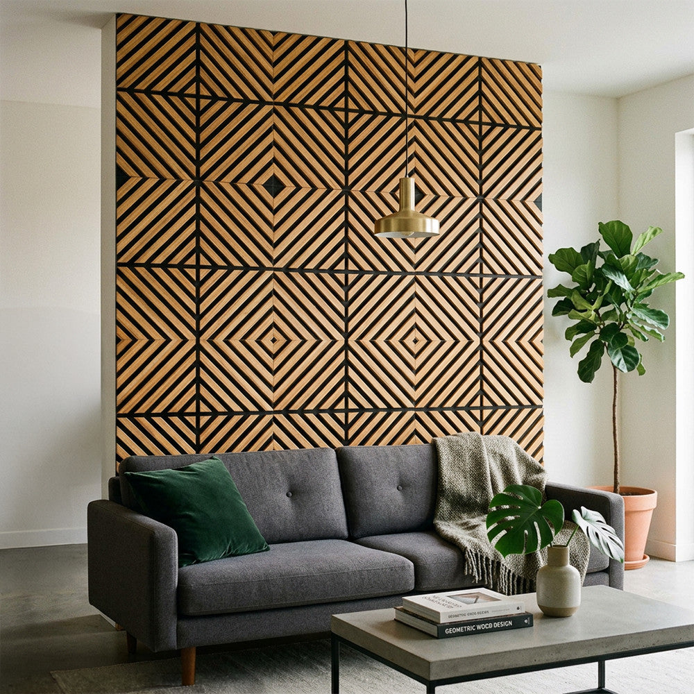 Akusztikus falpanel Deco IX bambusz hatású 60x60x1,8 cm Másodlagos kép