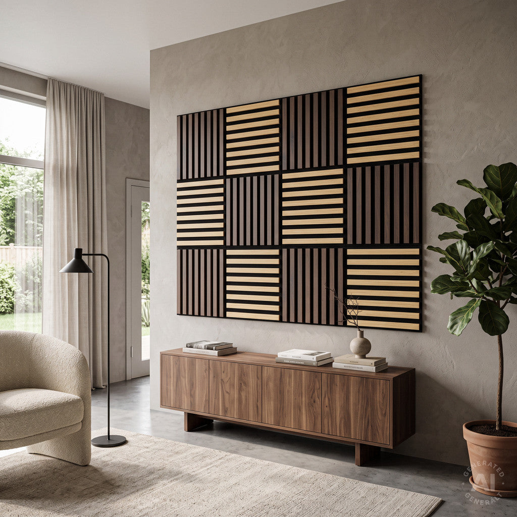 Akusztikus falpanel Deco X bambusz hatású 60x60x1,8 cm Másodlagos kép