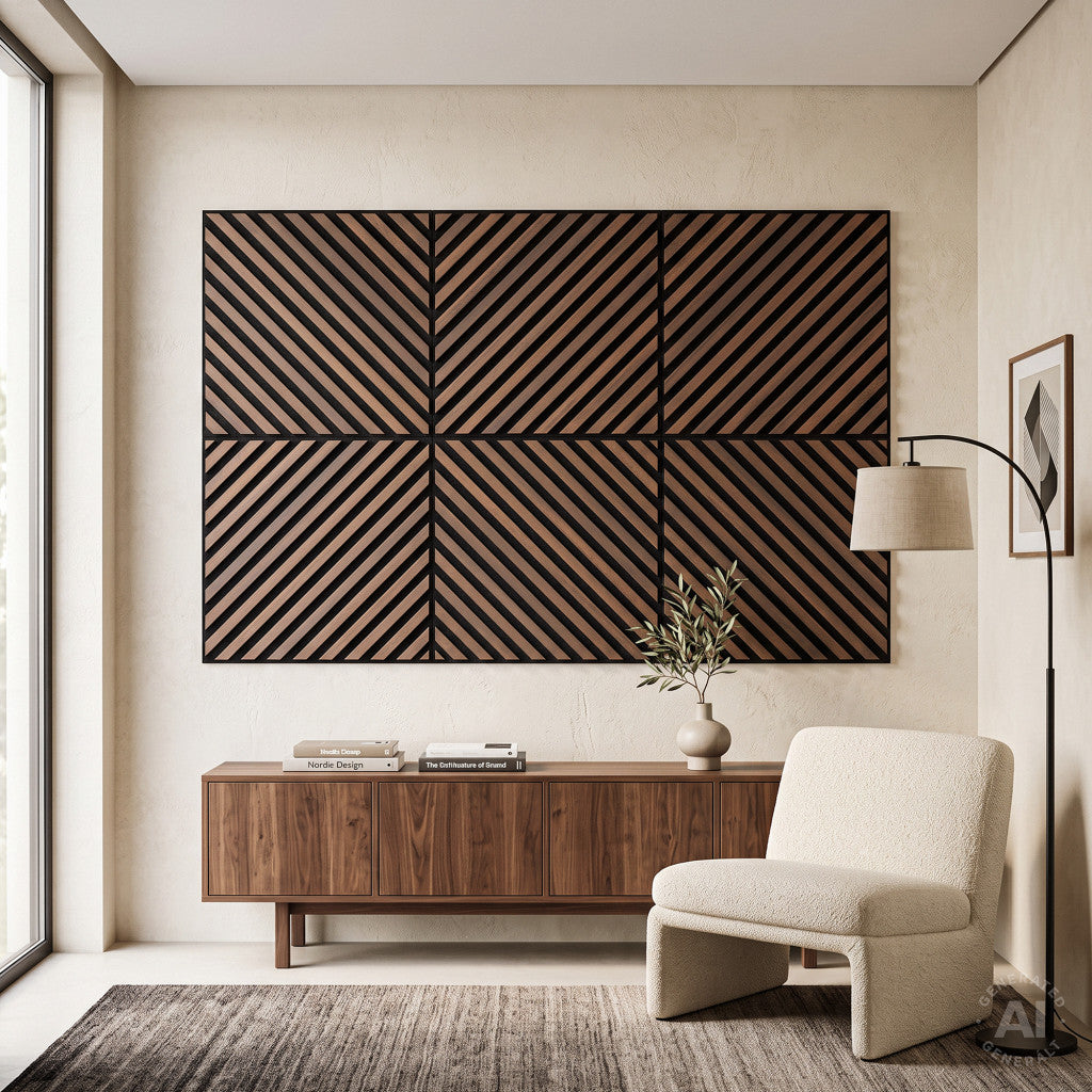 Akusztikus falpanel Deco III dió hatású 60x60x1,8 cm Másodlagos kép