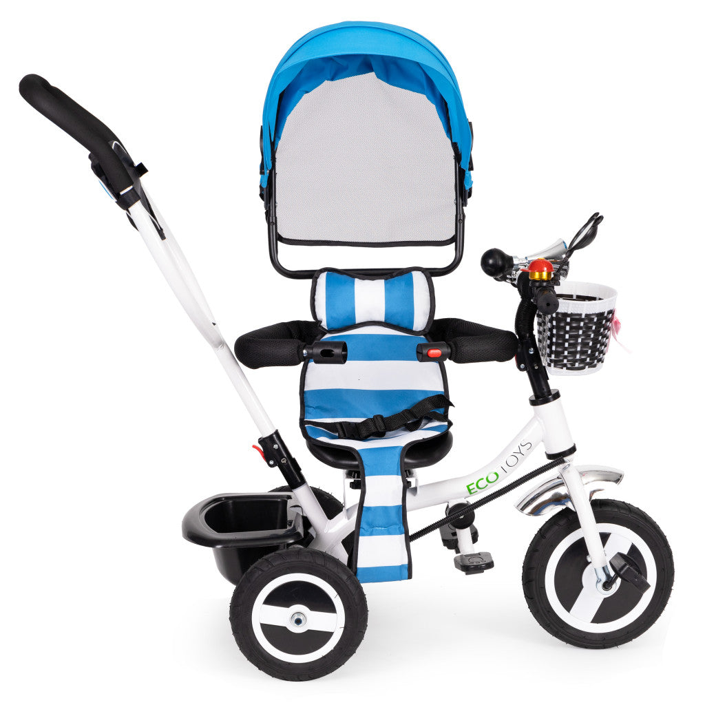 Tricycle tricycle tricycle swivel awning with durable tyres blue Imagine secundară a produsului