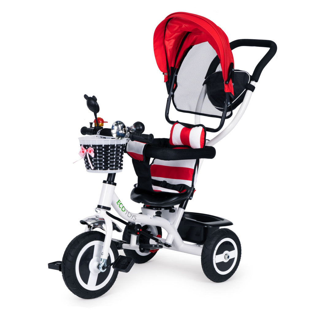 Tricycle tricycle tricycle swivel awning with durable tyres red Imagine secundară a produsului