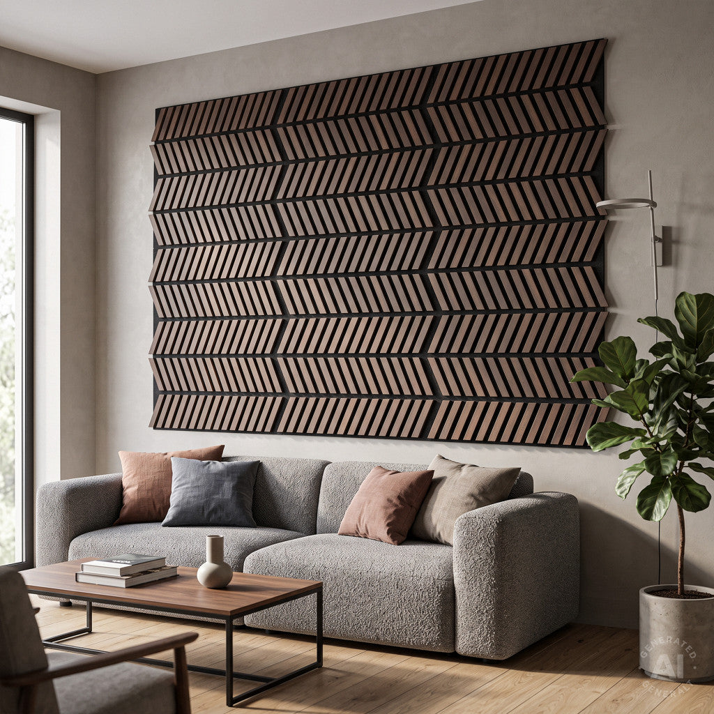 Akusztikus falpanel Deco XII dió hatású 60x60x1,8 cm Másodlagos kép