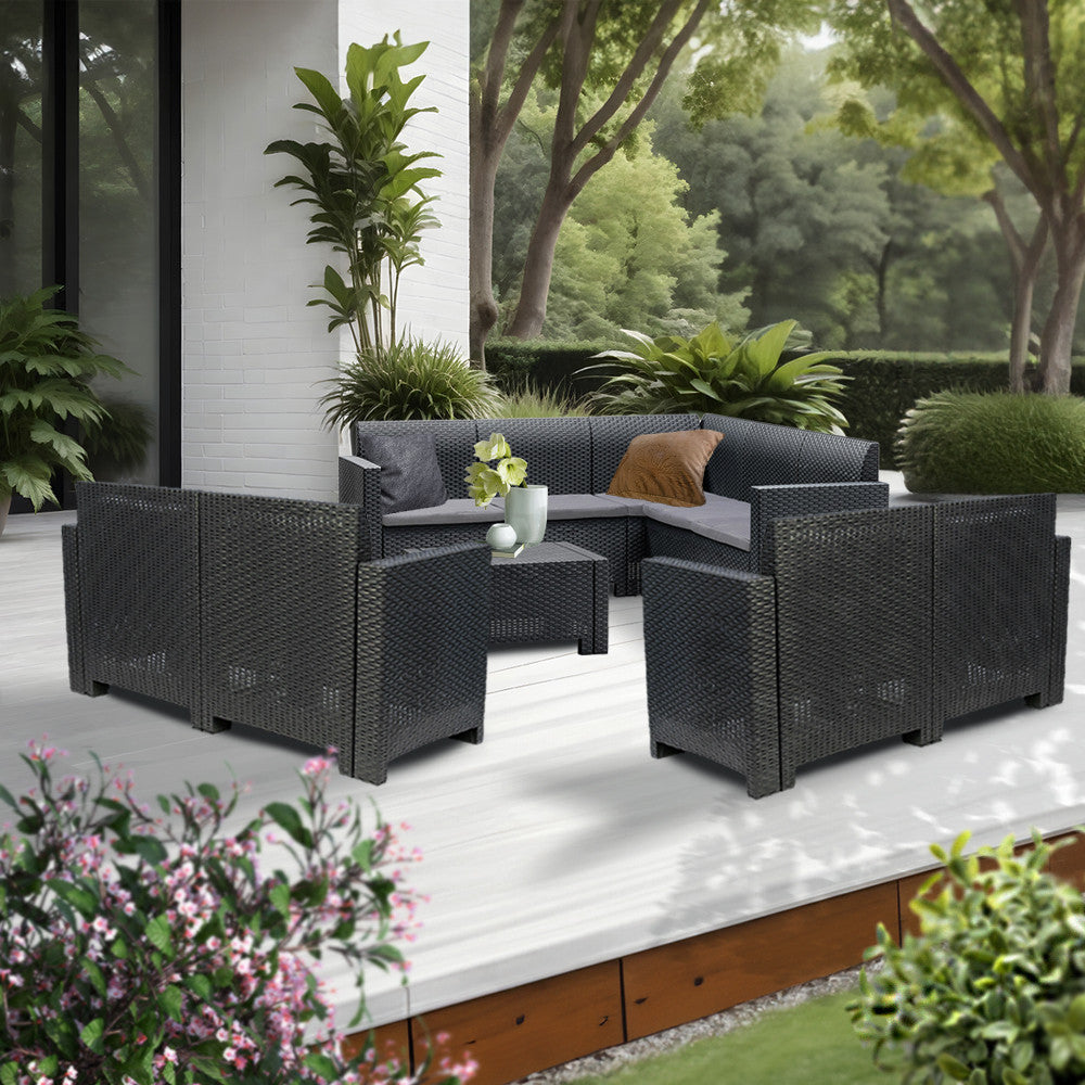 Set de mobilier de grădină de colț Nero VI cu 9 locuri Imagine secundară a produsului