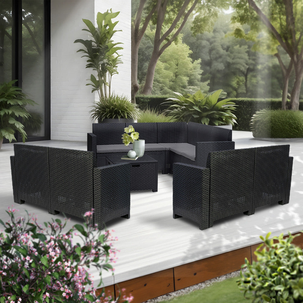 Set de mobilier de grădină de colț Nero VI cu 9 locuri Imagine secundară a produsului