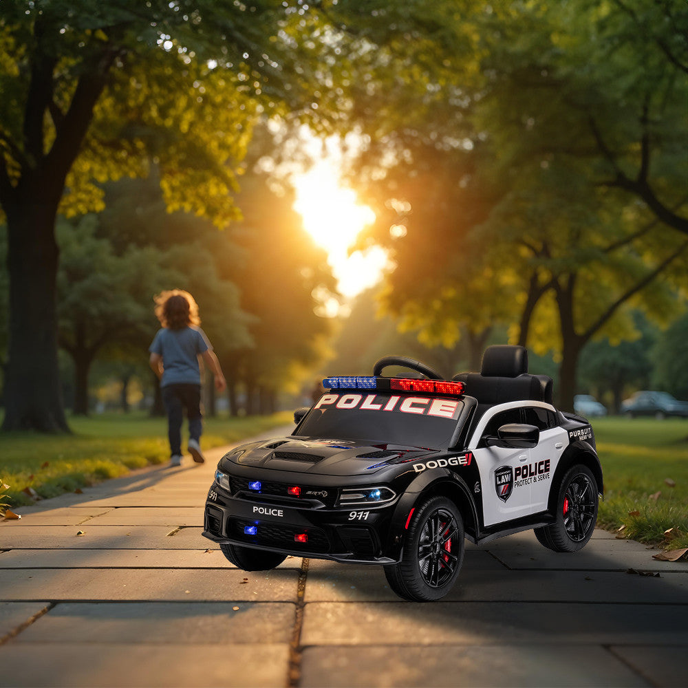 Mașină de poliție Dodge electrică, de culoare neagră Imagine secundară a produsului