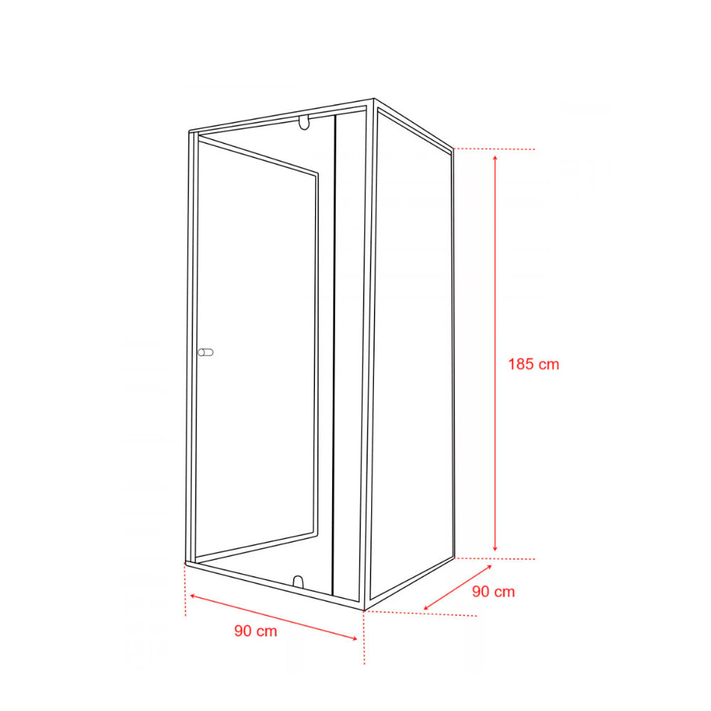 Flexi 90x90 cm falsíkra szerelhető szögletes zuhanykabin zuhanytálca nélkül