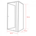 Flexi 80x80 cm falsíkra szerelhető szögletes zuhanykabin zuhanytálca nélkül