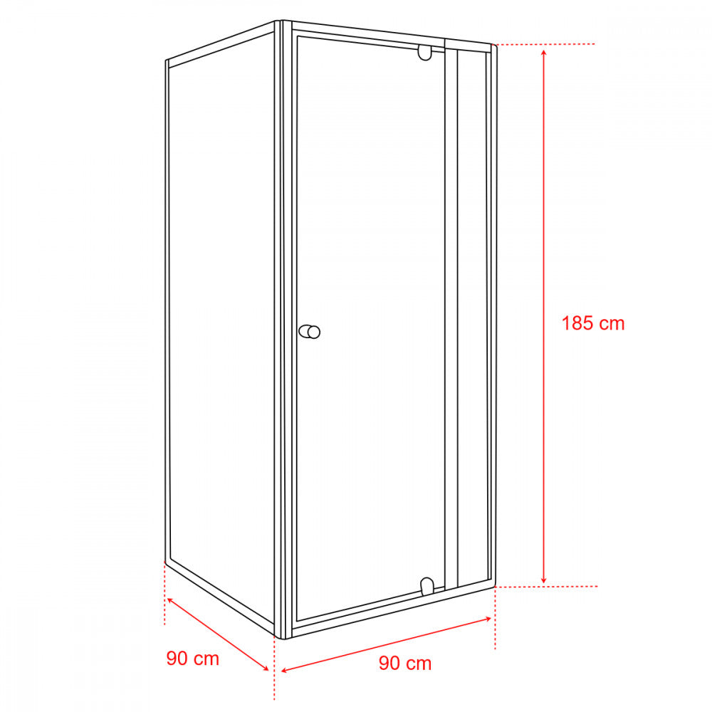 Flexi 90x90 cm sarokba szerelhető szögletes zuhanykabin zuhanytálca nélkül