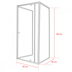 Flexi 90x90 cm falsíkra szerelhető szögletes zuhanykabin zuhanytálca nélkül