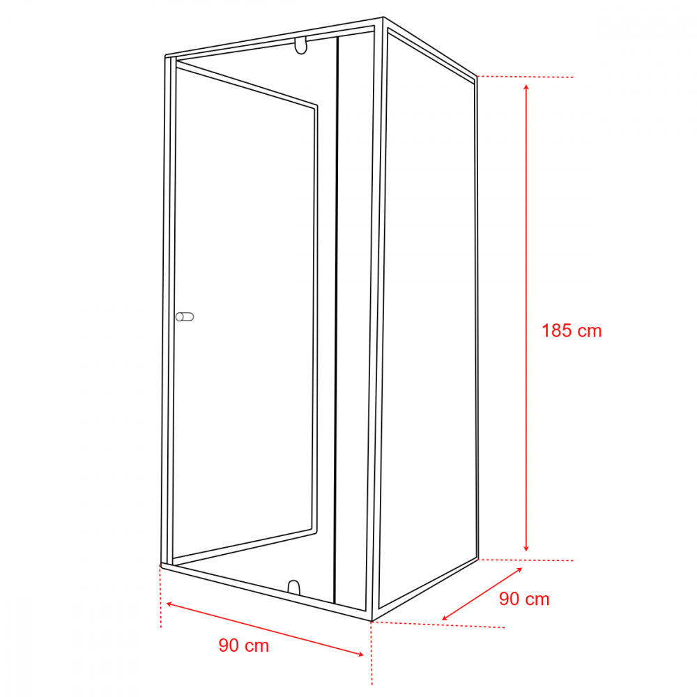 Flexi 90x90 cm falsíkra szerelhető szögletes zuhanykabin zuhanytálca nélkül