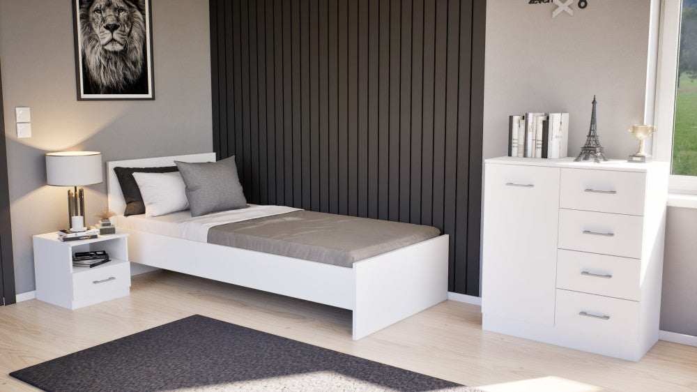 Pat single Miami 90x200 cm alb-alb Imagine secundară a produsului