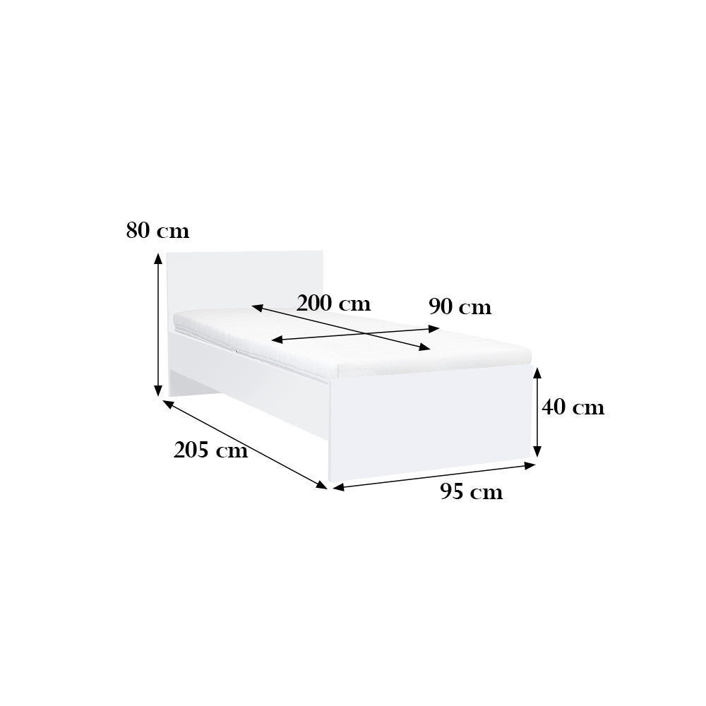 Miami egyszemélyes ágy 90x200 cm fehér-fehér Másodlagos kép